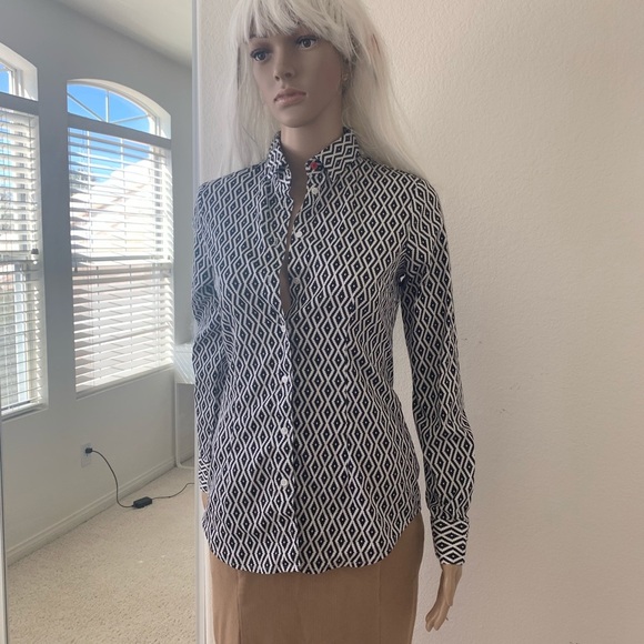 TRISTAN - New western style blouse P S black white - Picture 3 of 7